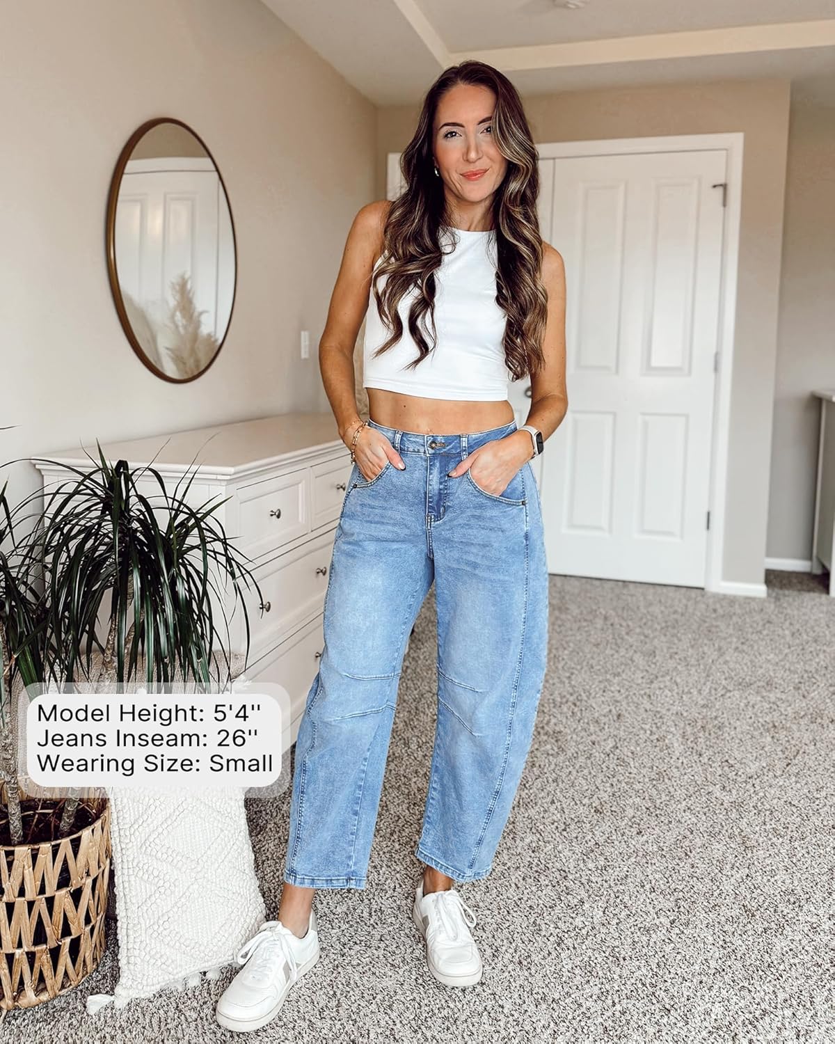 GRAPENT Barrel Jeans for Women Trendy High Waisted Wide Leg Baggy Cropped Relax Fit Stretch Denim Trouser Ankle PantsRoadnight Blue