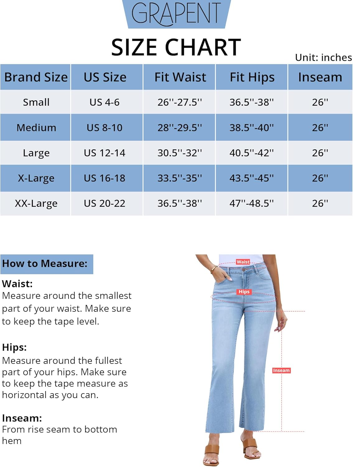 GRAPENT Flare Jeans for Women High Waisted Trendy Cropped Jeans Stretchy Denim Pants Raw Hem Ankle Trouser Jeans PocketsAiry Blue