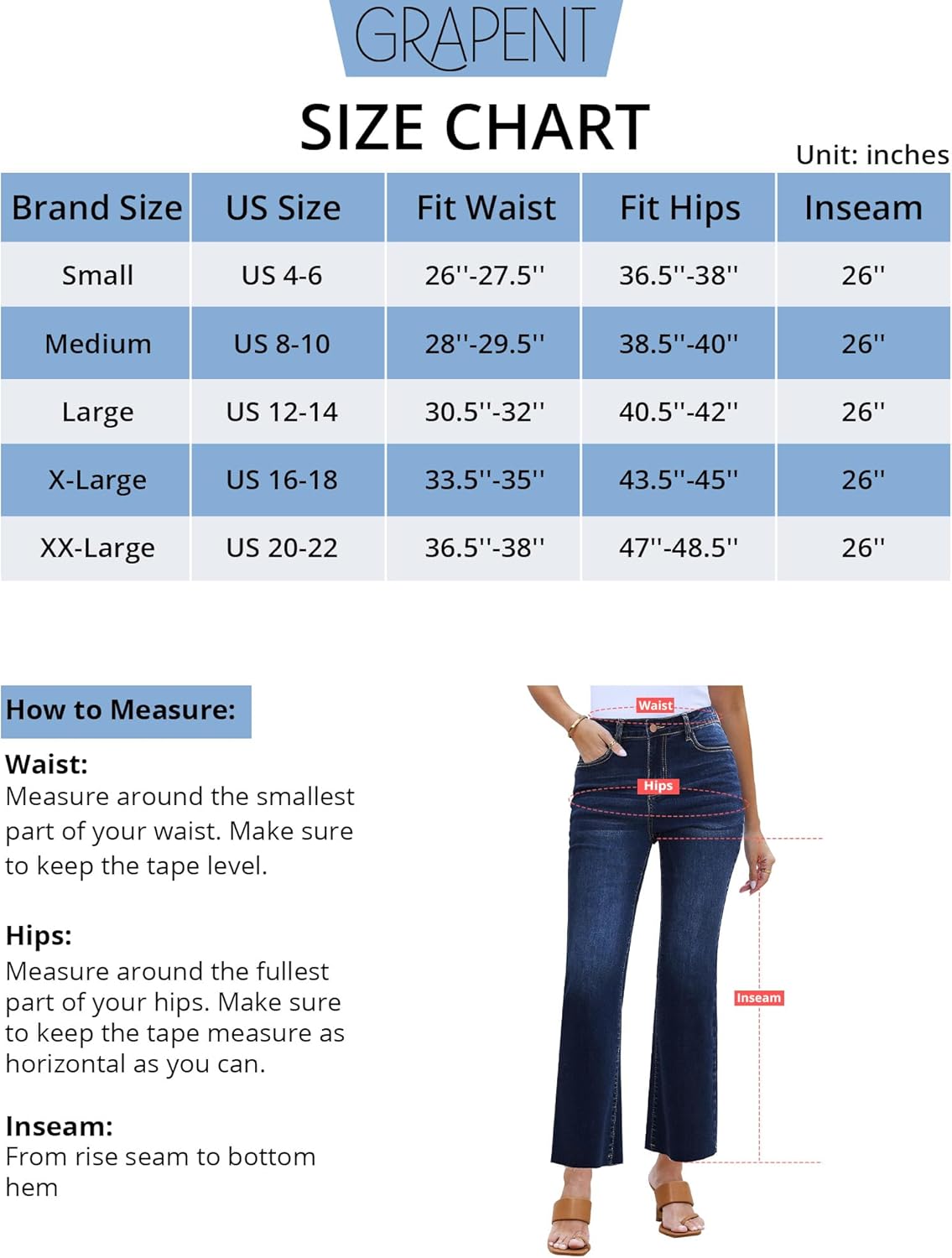 GRAPENT Flare Jeans for Women High Waisted Trendy Cropped Jeans Stretchy Denim Pants Raw Hem Ankle Trouser Jeans PocketsIndigo Skyblue