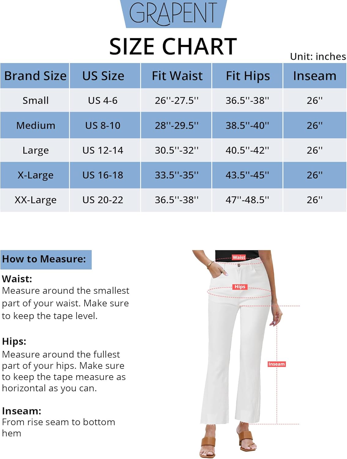 GRAPENT Flare Jeans for Women High Waisted Trendy Cropped Jeans Stretchy Denim Pants Raw Hem Ankle Trouser Jeans PocketsIvory White