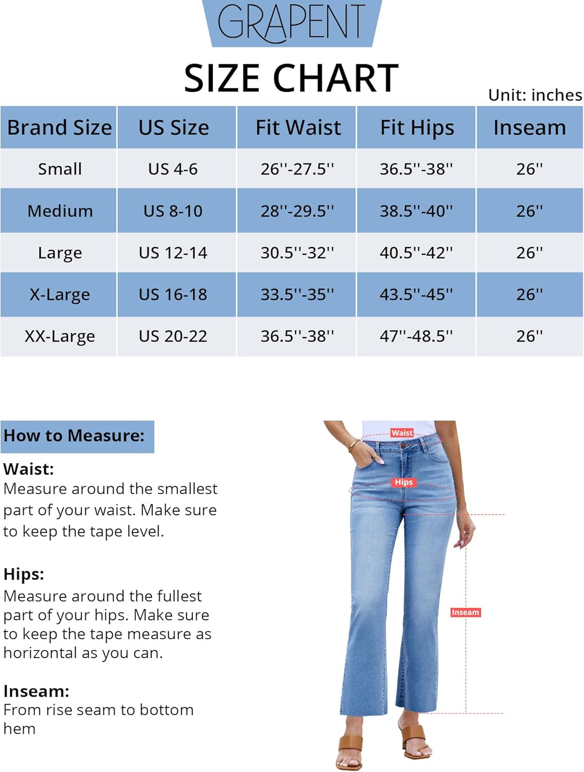 GRAPENT Flare Jeans for Women High Waisted Trendy Cropped Jeans Stretchy Denim Pants Raw Hem Ankle Trouser Jeans PocketsMedium Blue