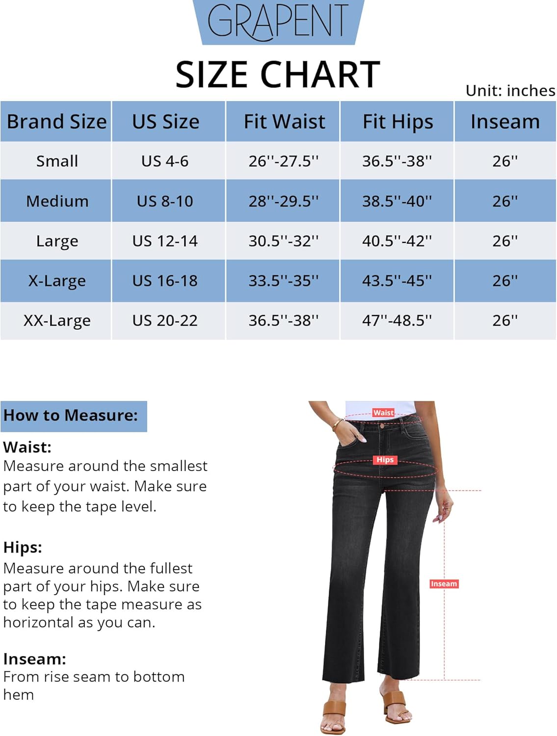 GRAPENT Flare Jeans for Women High Waisted Trendy Cropped Jeans Stretchy Denim Pants Raw Hem Ankle Trouser Jeans PocketsWashed Black