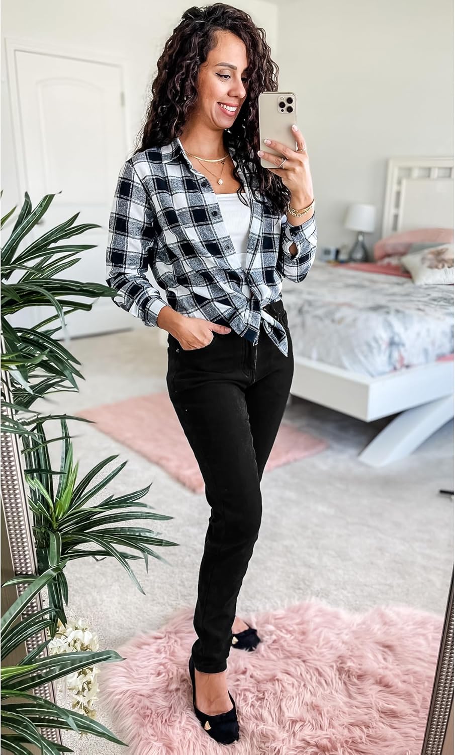 GRAPENT Fleece Lined Leggings Womens Skinny Jeans High Waisted Thermal Jeggings Winter Stretch Denim Pants WarmBlack