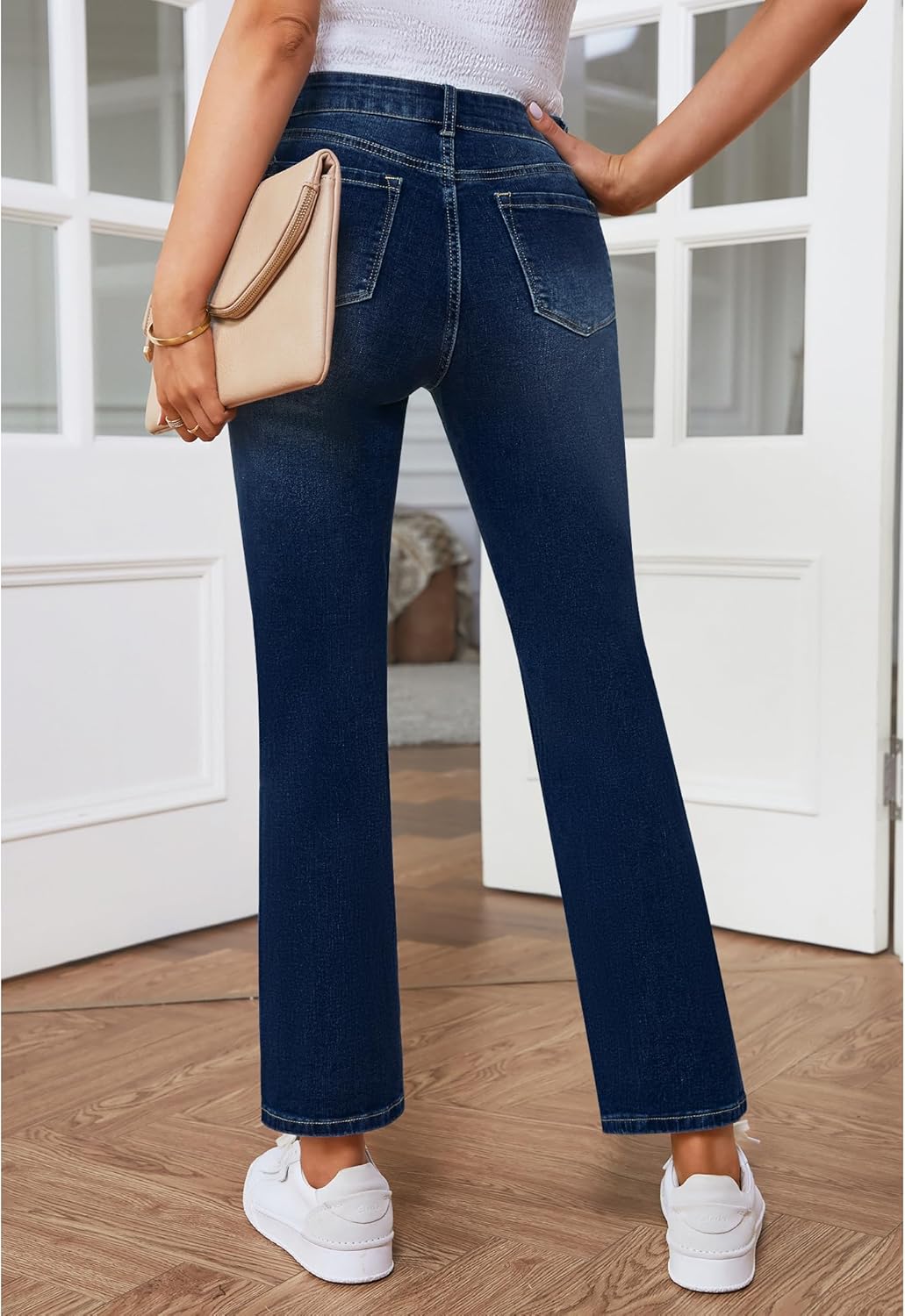 GRAPENT Jeans for Women High Waisted Distressed Straight Leg Ripped Jeans Stretchy Denim Pants Western Outfit 90sCobalt Night Blue