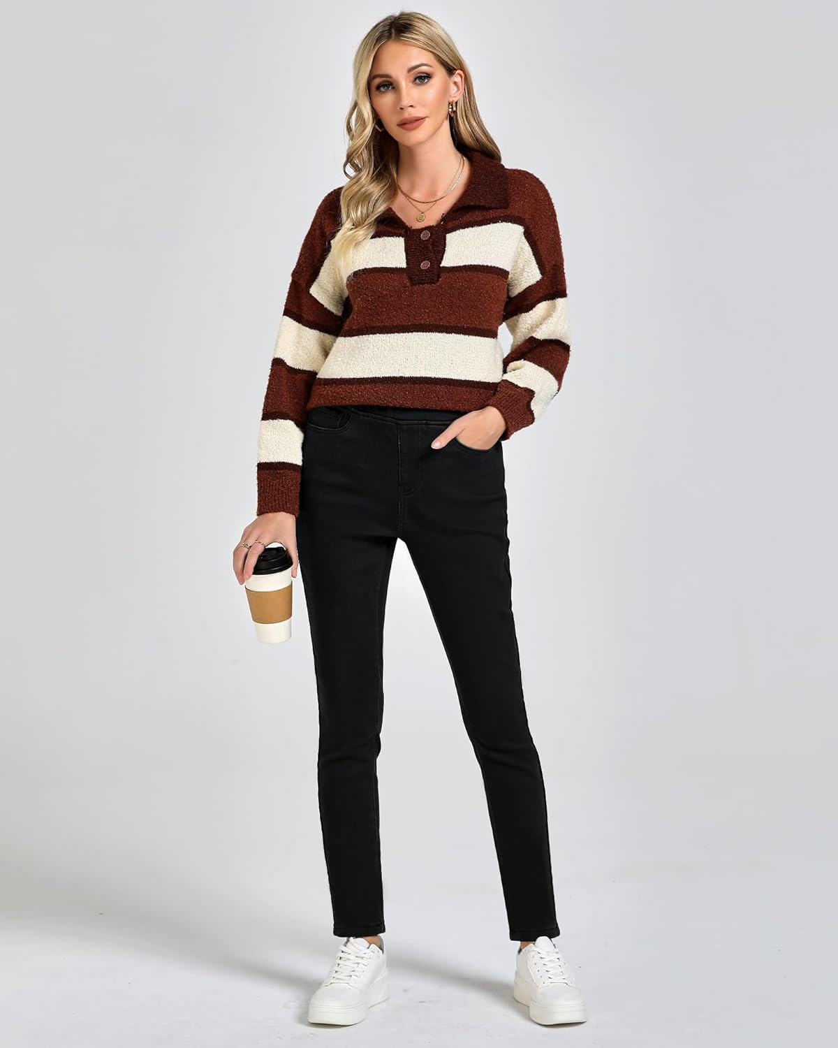 GRAPENT Jeans for Women High Waisted Pull On Fleece Lined Leggings Stretchy Denim Skinny Jeggings Thermal Winter PantsTrue Black