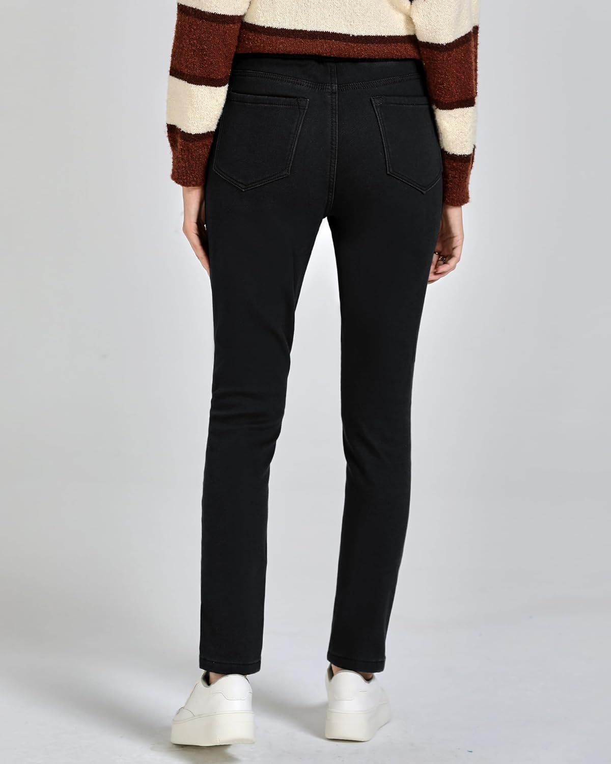 GRAPENT Jeans for Women High Waisted Pull On Fleece Lined Leggings Stretchy Denim Skinny Jeggings Thermal Winter PantsTrue Black