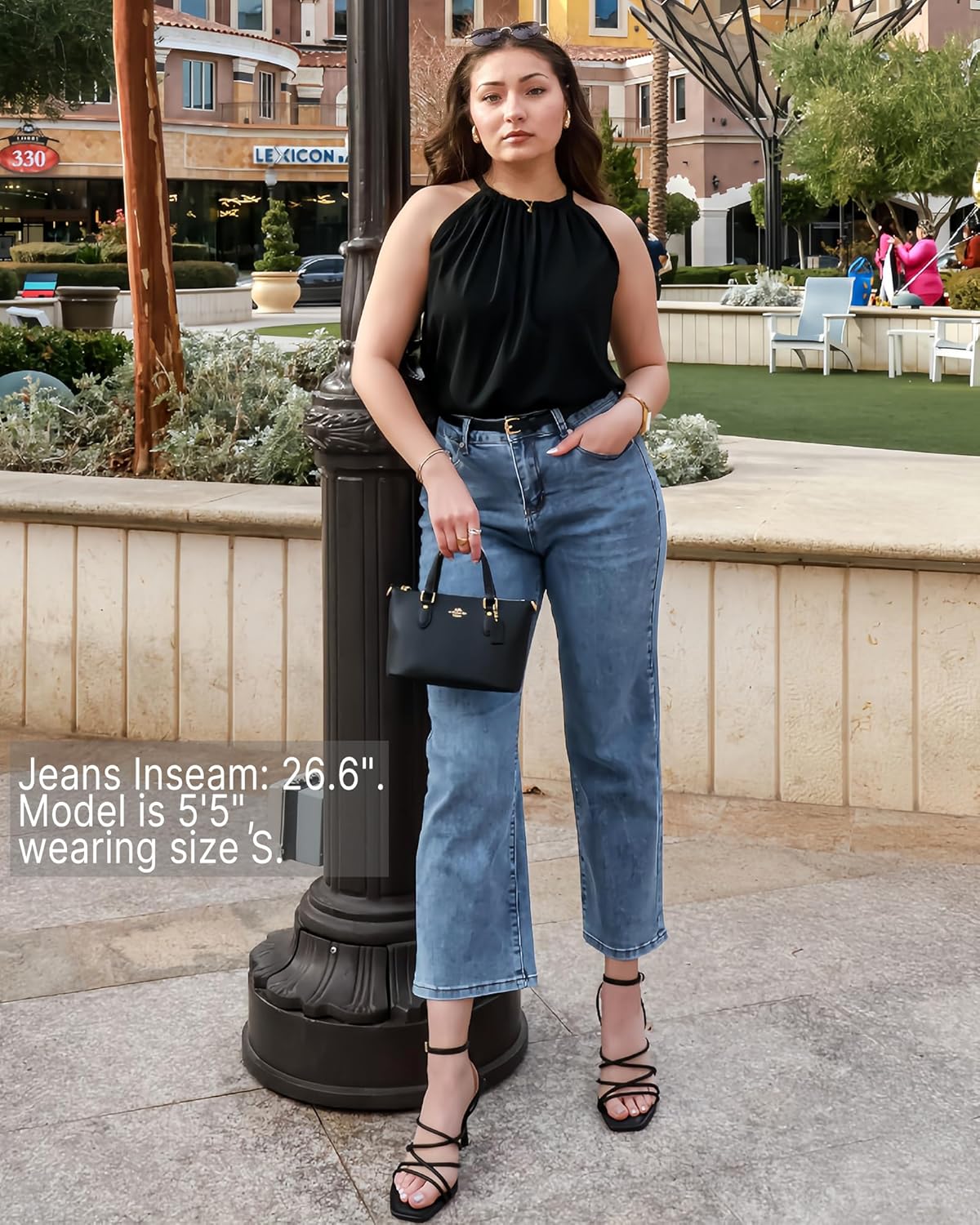 GRAPENT Jeans for Women Trendy High Waisted Baggy Straight Leg Stretchy Denim Ankle Pants Cropped Jeans with PocketsLapis Blue