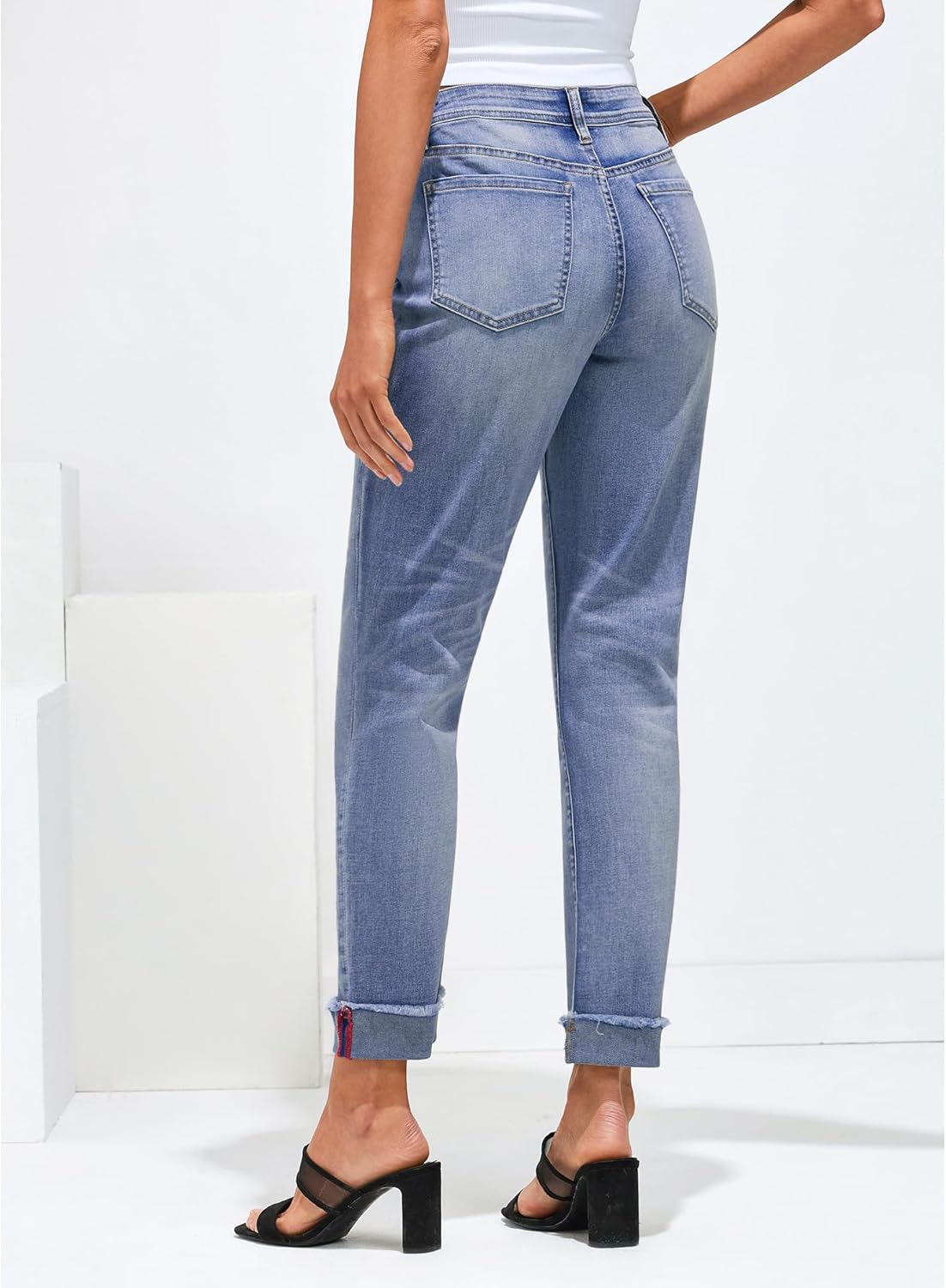 GRAPENT Jeans for Women Trendy High Waisted Slim Straight Leg Mom Jeans Stretchy Denim Pants Trouser Jeans with PocketsCobalt Night Blue