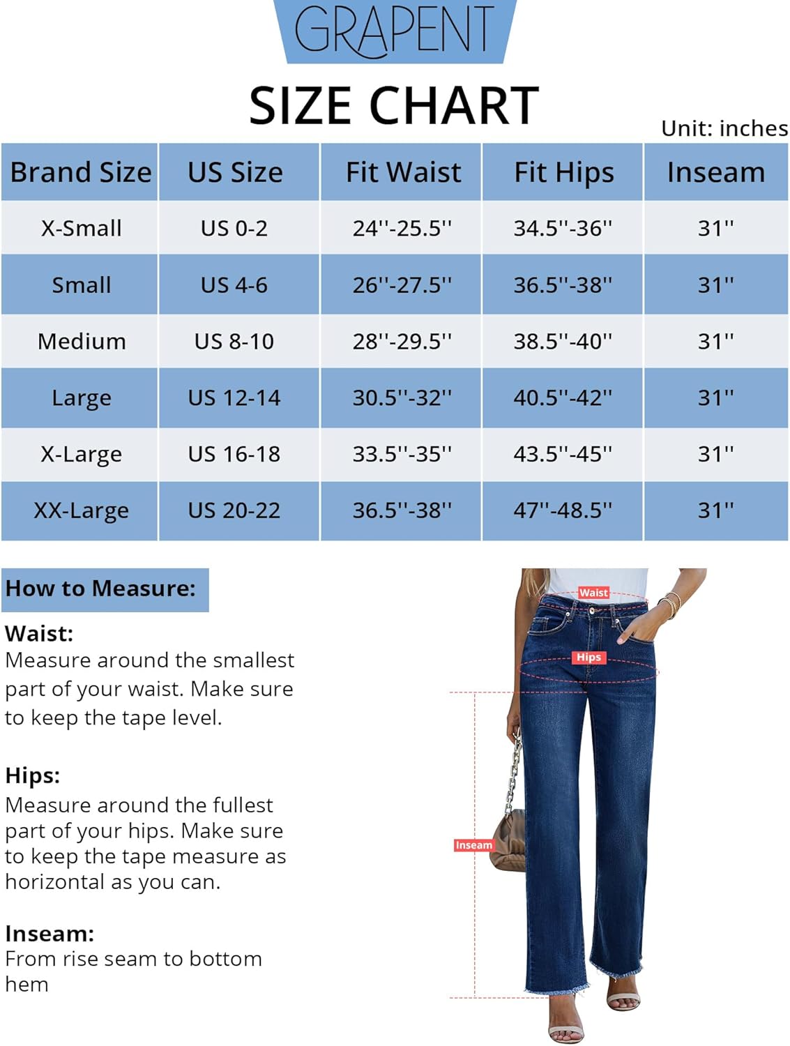 GRAPENT Straight Leg Jeans for Women High Waisted Stretchy Frayed Raw Hem Loose Denim Pants Casual Baggy Jean TrousersDark Blue