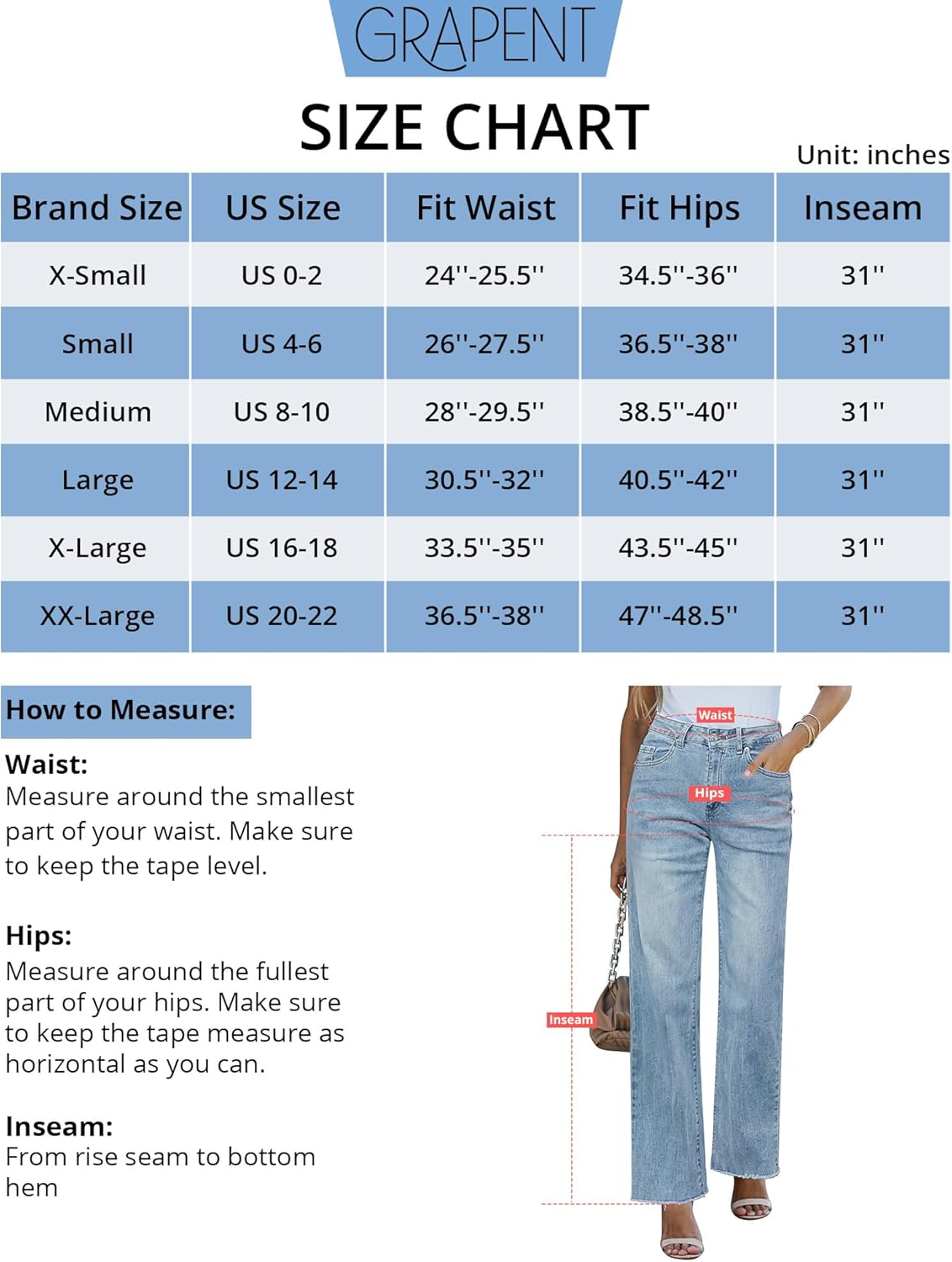 GRAPENT Straight Leg Jeans for Women High Waisted Stretchy Frayed Raw Hem Loose Denim Pants Casual Baggy Jean TrousersIce Blue