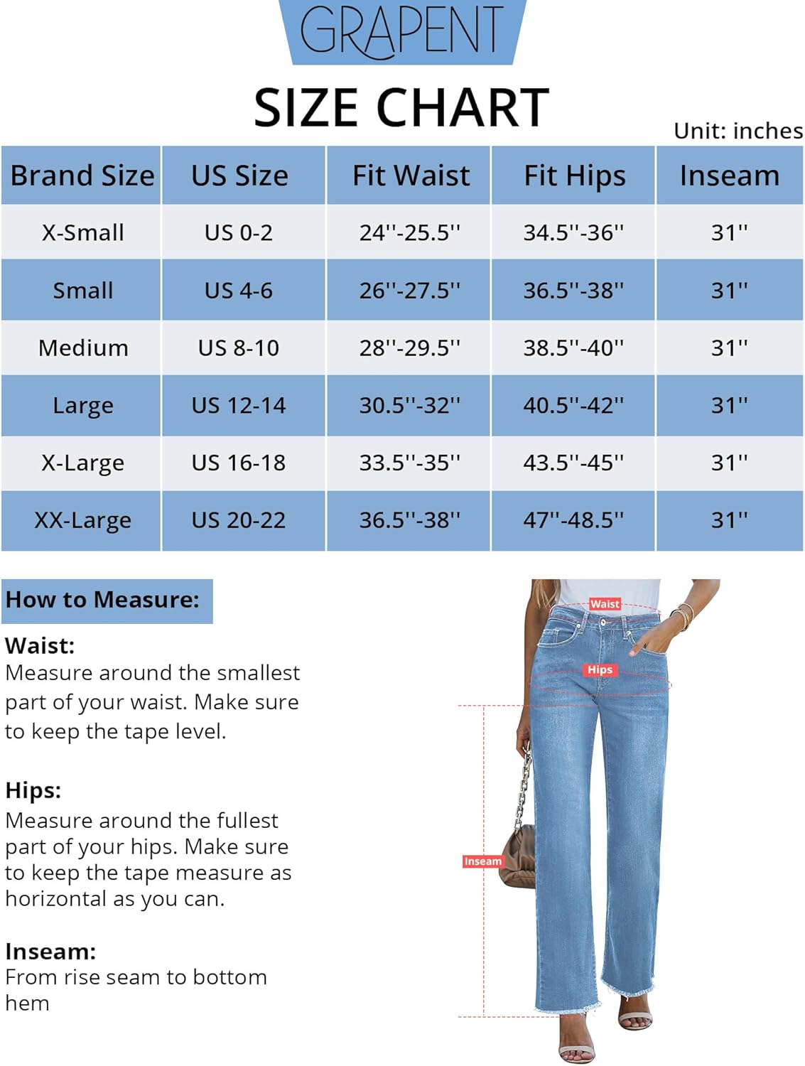 GRAPENT Straight Leg Jeans for Women High Waisted Stretchy Frayed Raw Hem Loose Denim Pants Casual Baggy Jean TrousersMedium Blue