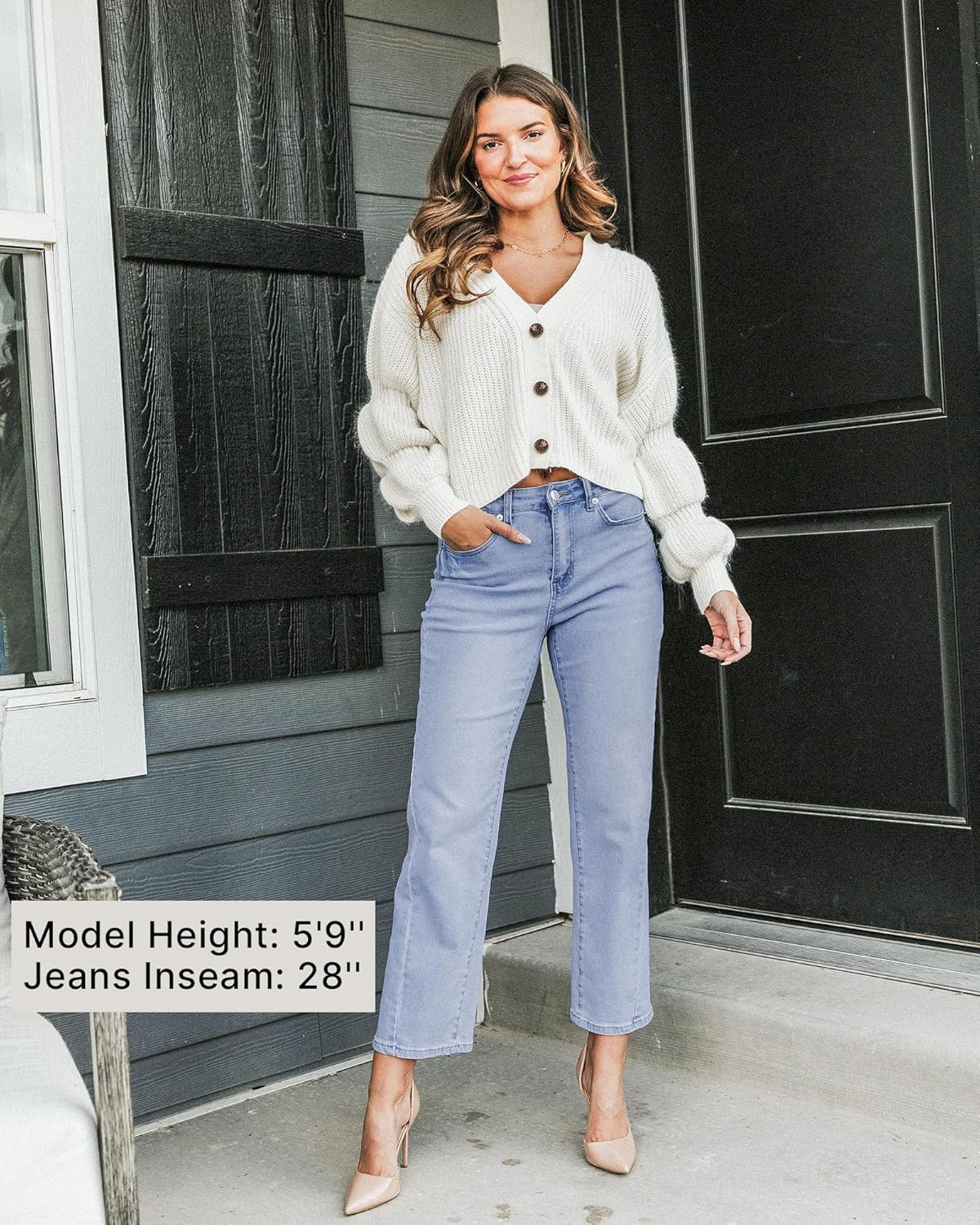 GRAPENT Straight Leg Jeans for Women High Waisted Trendy Ankle Length Forward Seams Stretchy Denim Pants Baggy JeansRoadknight Blue