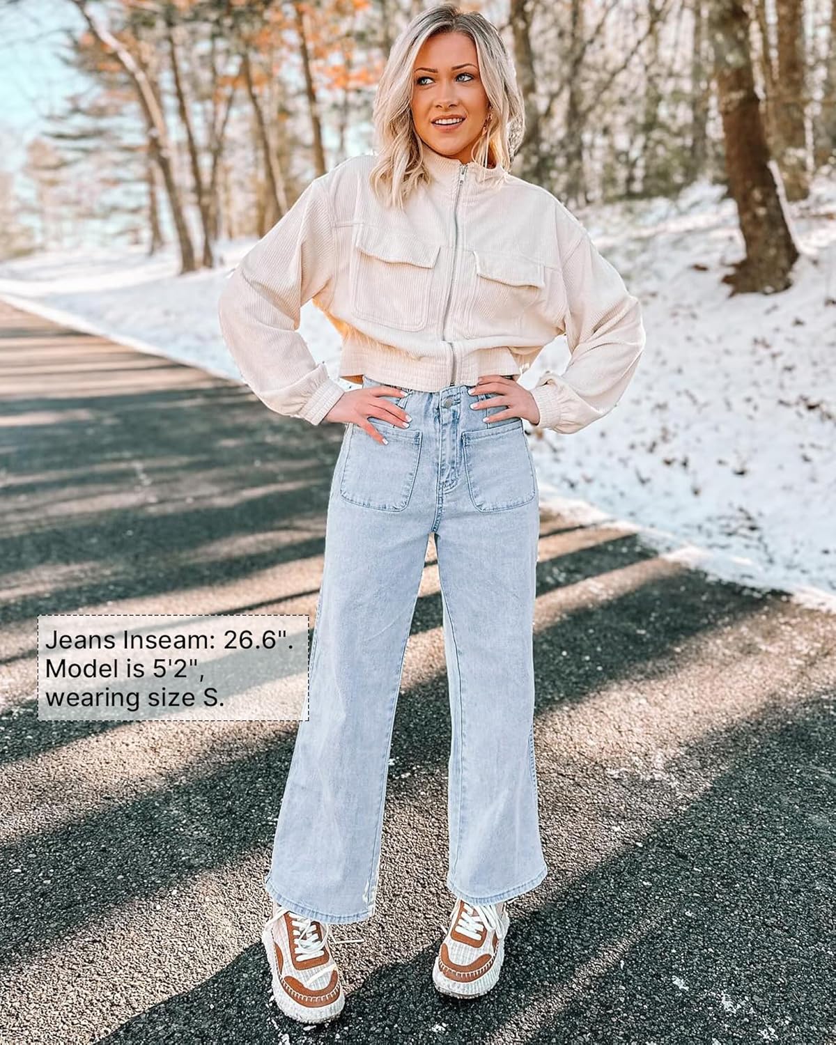 GRAPENT Wide Leg Jeans for Women High Waisted Straight Leg Stretchy Cropped Denim Pants with Pockets Jean TrousersVintage Light Wash