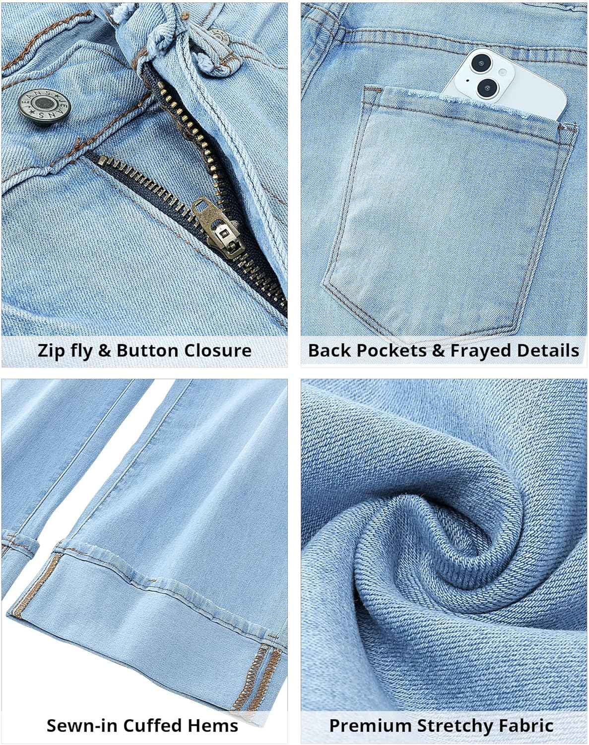 GRAPENT Wide Leg Jeans for Women High Waisted Stretchy Denim Capri Pants Fold Hem Cropped Baggy Capris Jeans with PocketRoadnight Blue