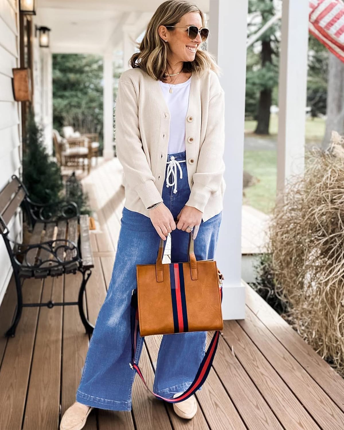 GRAPENT Wide Leg Jeans for Women Stretch High Wasited Elastic Waist Bell Bottom Baggy Y2K PantsClassic Blue