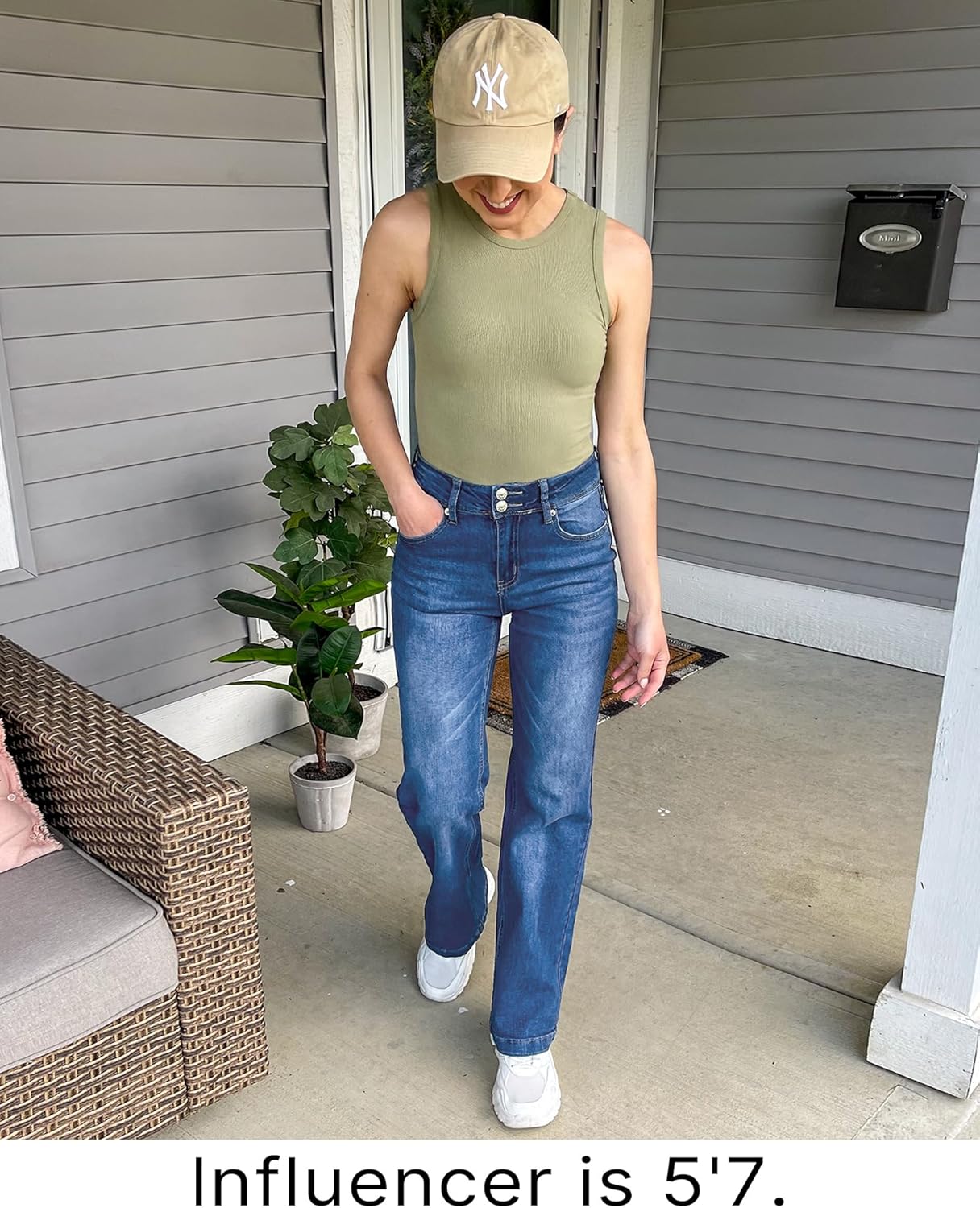 GRAPENT Wide Leg Jeans for Women Trendy High Waisted Flare Stretchy Denim Pants Baggy Dual Button Trouser Jeans PocketsDark Blue