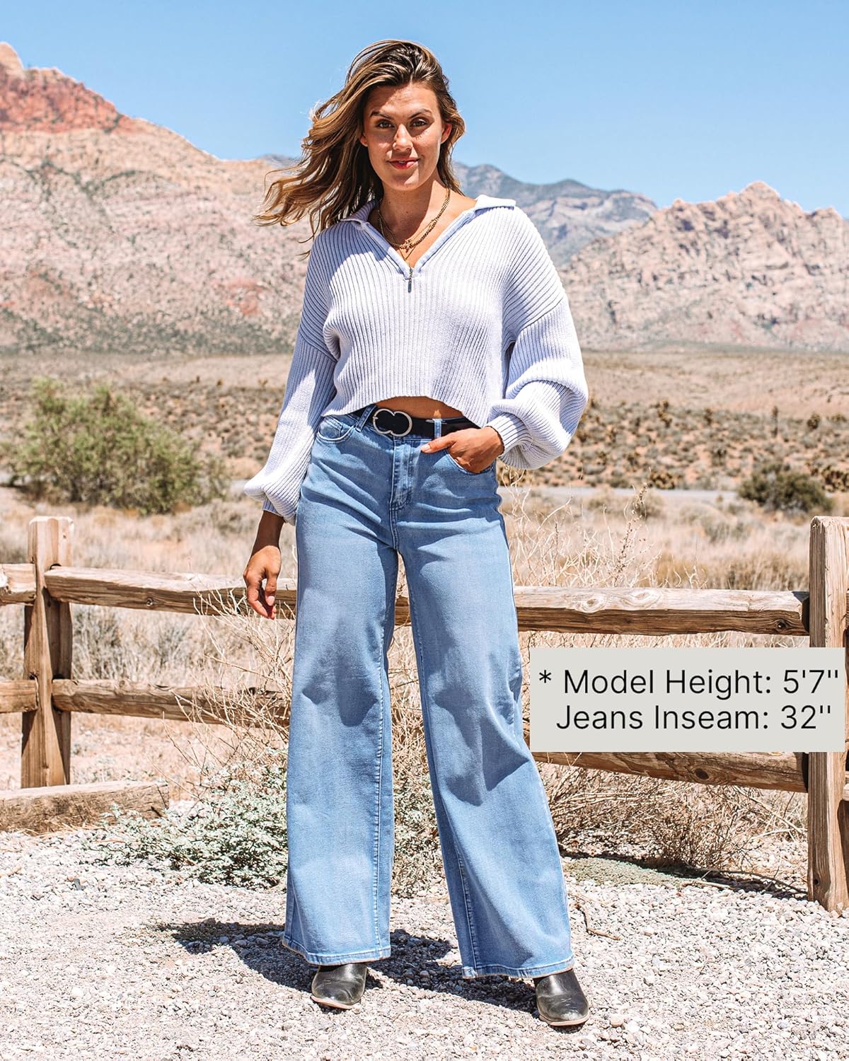 GRAPENT Wide Leg Jeans for Women Trendy High Waisted Stretchy Denim Pants 90s Baggy Jeans Trouser Jeans with PocketsBay Blue