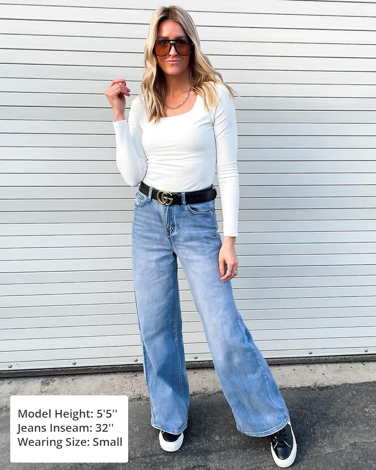 GRAPENT Wide Leg Jeans for Women Trendy High Waisted Stretchy Denim Pants 90s Baggy Jeans Trouser Jeans with PocketsBay Blue