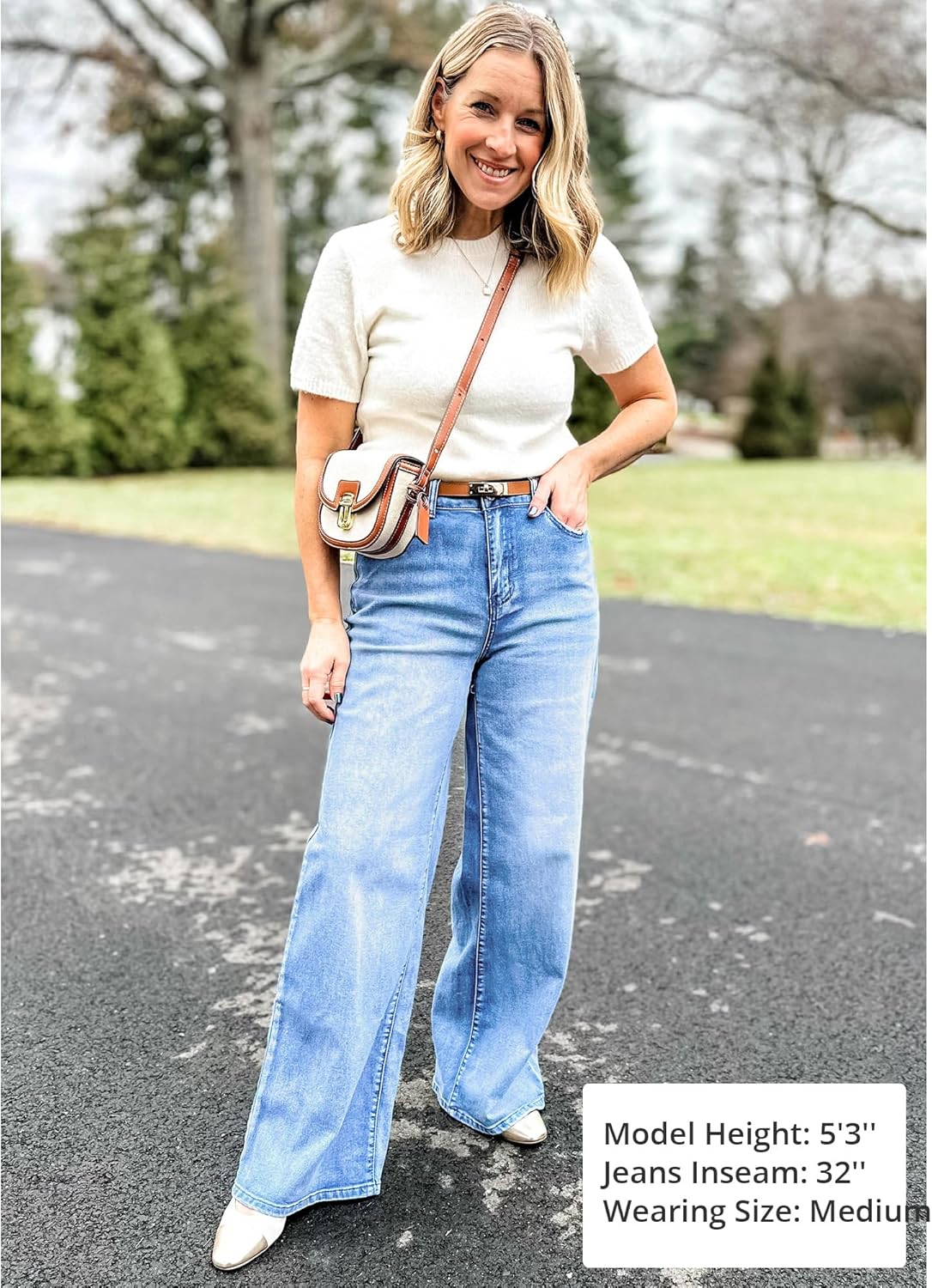 GRAPENT Wide Leg Jeans for Women Trendy High Waisted Stretchy Denim Pants 90s Baggy Jeans Trouser Jeans with PocketsBay Blue