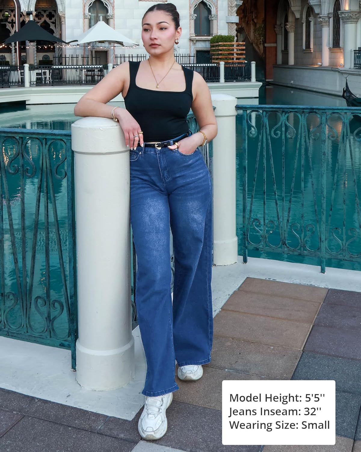 GRAPENT Wide Leg Jeans for Women Trendy High Waisted Stretchy Denim Pants 90s Baggy Jeans Trouser Jeans with PocketsFresh Bright Blue