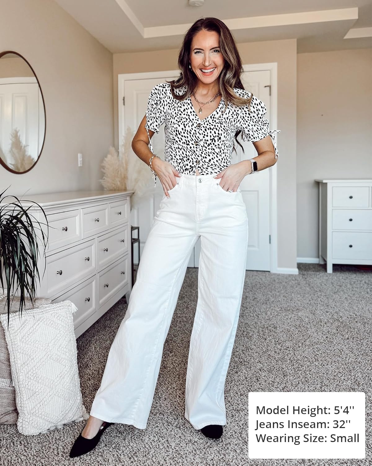 GRAPENT Wide Leg Jeans for Women Trendy High Waisted Stretchy Denim Pants 90s Baggy Jeans Trouser Jeans with PocketsIvory White