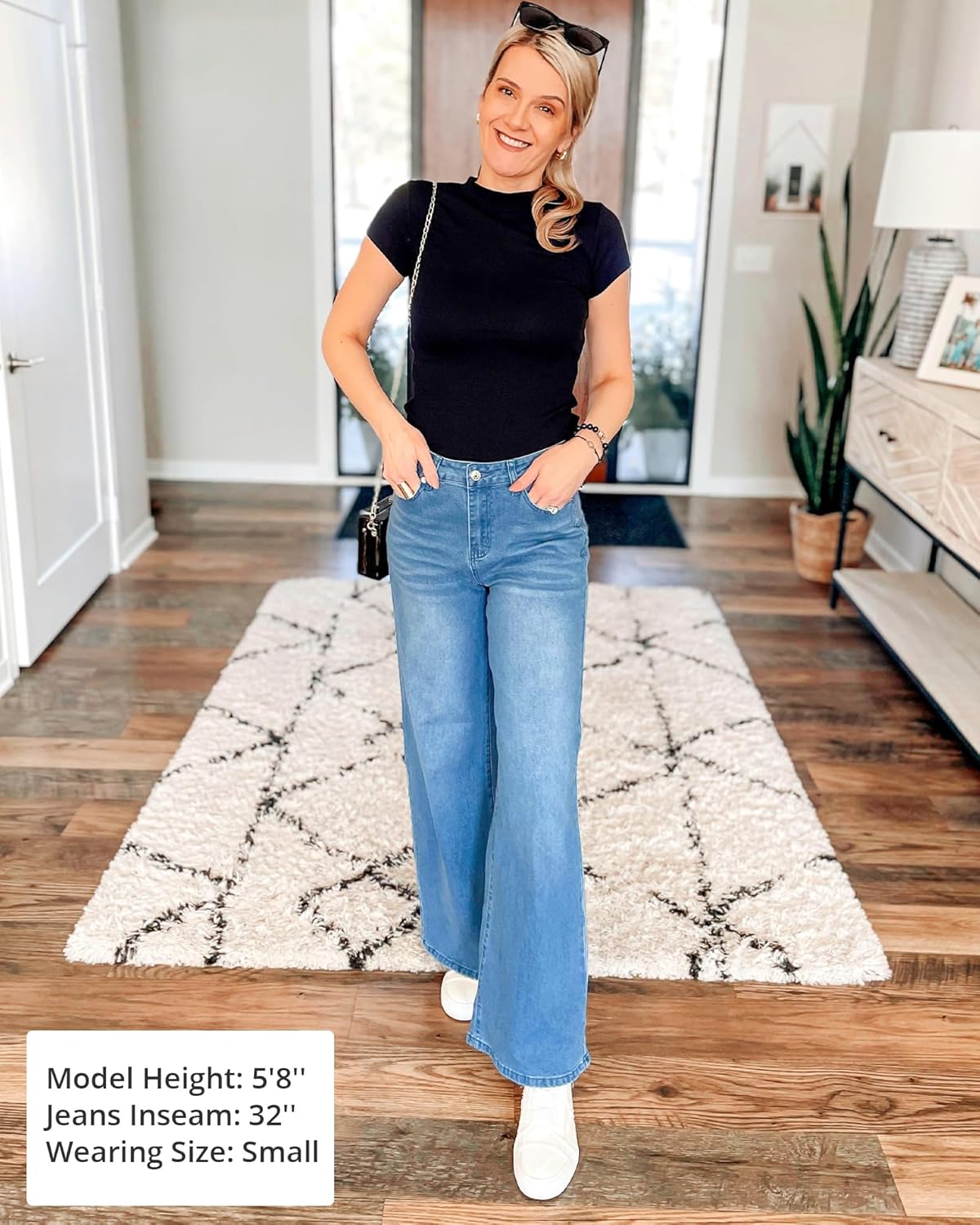 GRAPENT Wide Leg Jeans for Women Trendy High Waisted Stretchy Denim Pants 90s Baggy Jeans Trouser Jeans with PocketsMedium Blue