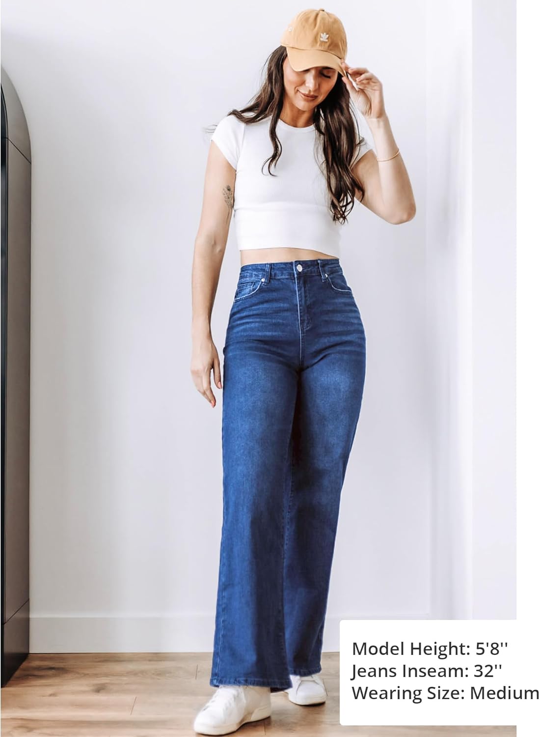 GRAPENT Wide Leg Jeans for Women Trendy High Waisted Stretchy Denim Pants 90s Baggy Jeans Trouser Jeans with PocketsNightfall Blue