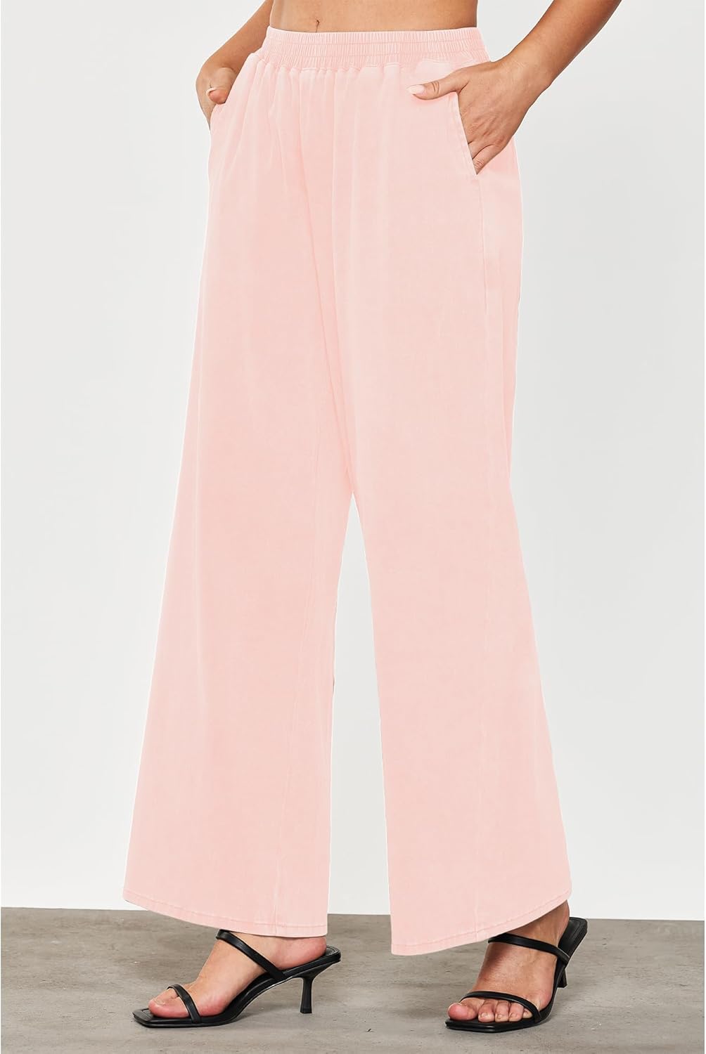 GRAPENT Wide Leg Pants Woman Pull On High Waisted Baggy Straight Leg Colored Jeans Stretch Twill Trouser Pants for WomenBaby Pink