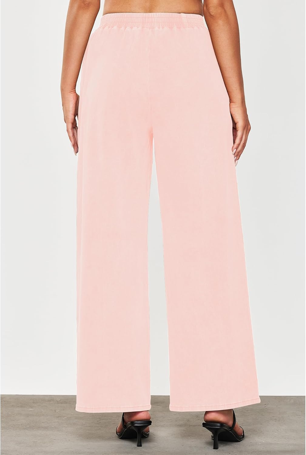 GRAPENT Wide Leg Pants Woman Pull On High Waisted Baggy Straight Leg Colored Jeans Stretch Twill Trouser Pants for WomenBaby Pink