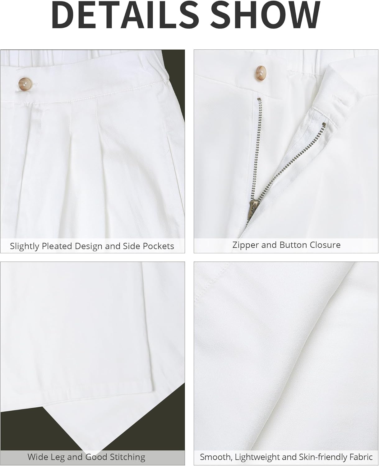 GRAPENT Wide Leg Pants for Women High Waisted Jeans Palazzo Pants Lightweight Summer Beach Flowy Trousers Y2KBrilliant White