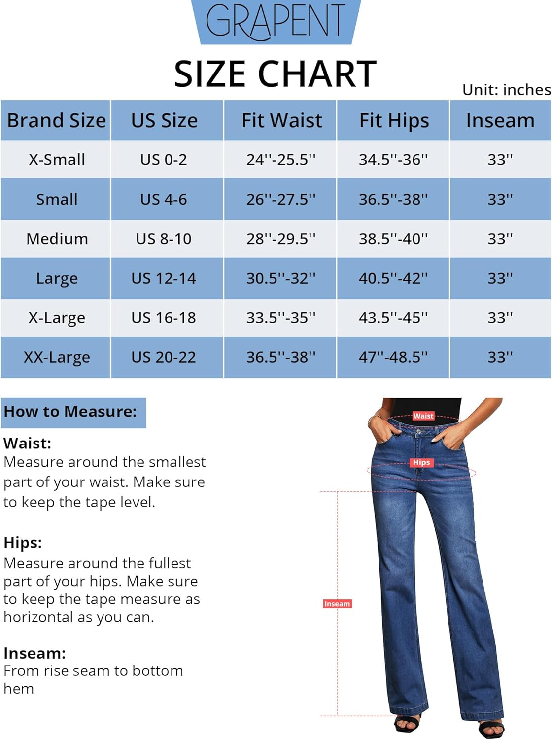 GRAPENT Womens Flare Jeans High Waisted Wide Leg Baggy Jean for Women Stretch Denim PantsLong Dark Blue