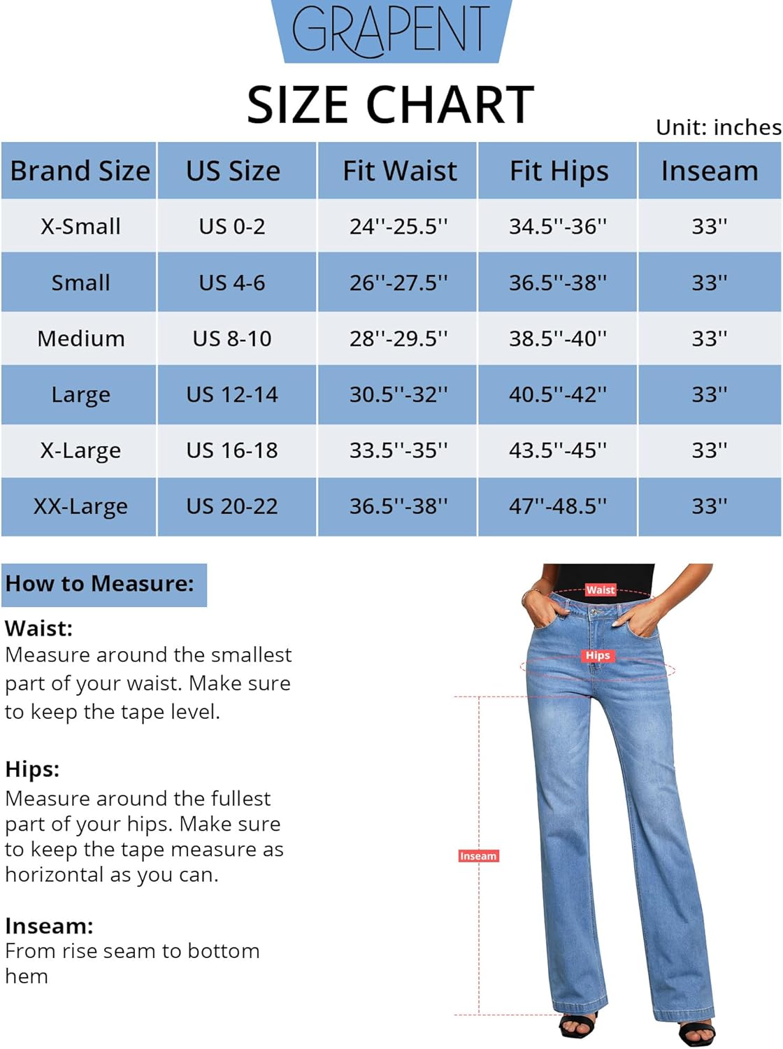 GRAPENT Womens Flare Jeans High Waisted Wide Leg Baggy Jean for Women Stretch Denim PantsLong Indigo Medium Blue