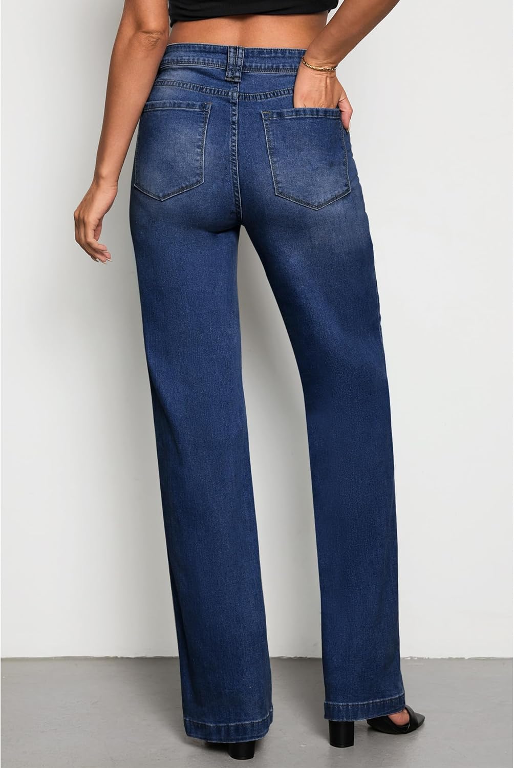 GRAPENT Womens Flare Jeans High Waisted Wide Leg Baggy Jean for Women Stretch Denim PantsLong Indigo Skyblue