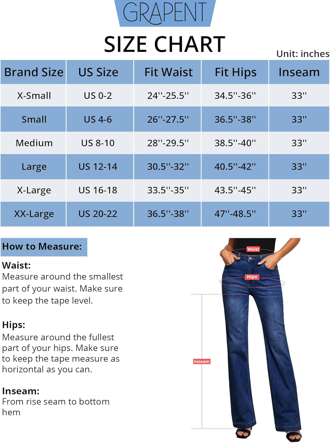 GRAPENT Womens Flare Jeans High Waisted Wide Leg Baggy Jean for Women Stretch Denim PantsLong Indigo Skyblue