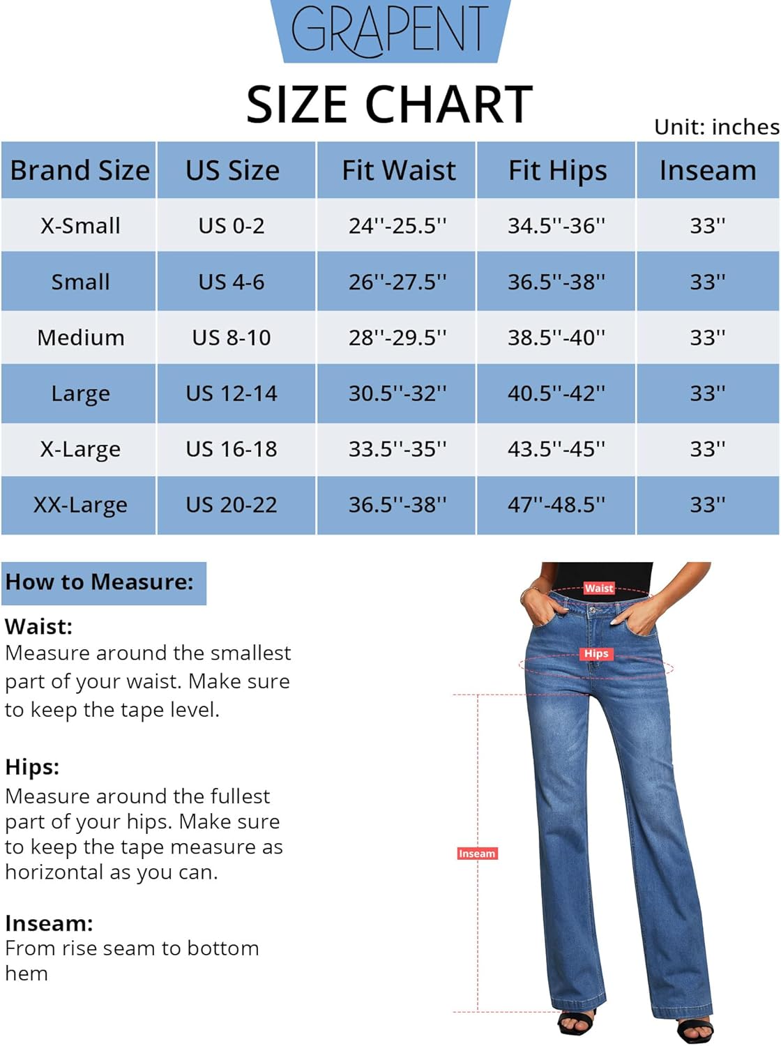 GRAPENT Womens Flare Jeans High Waisted Wide Leg Baggy Jean for Women Stretch Denim PantsLong Lapis Longing