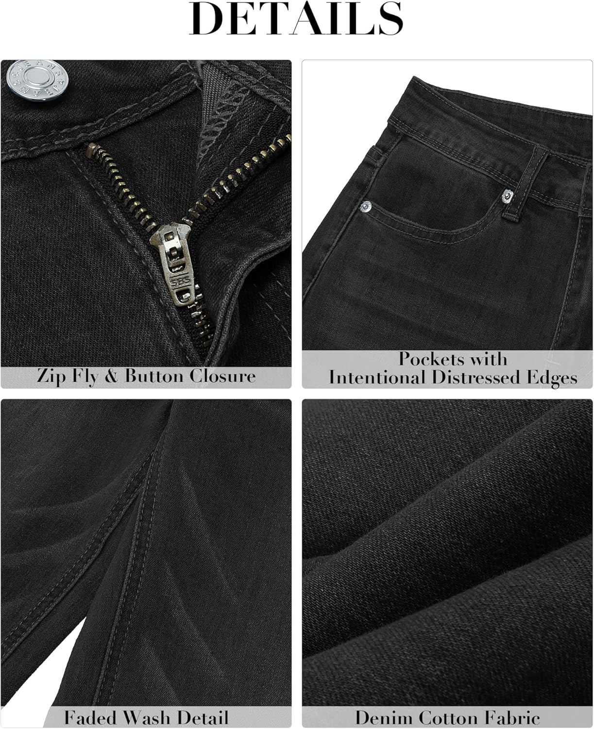 GRAPENT Womens Flare Jeans High Waisted Wide Leg Baggy Jean for Women Stretch Denim PantsPetite Soft Black