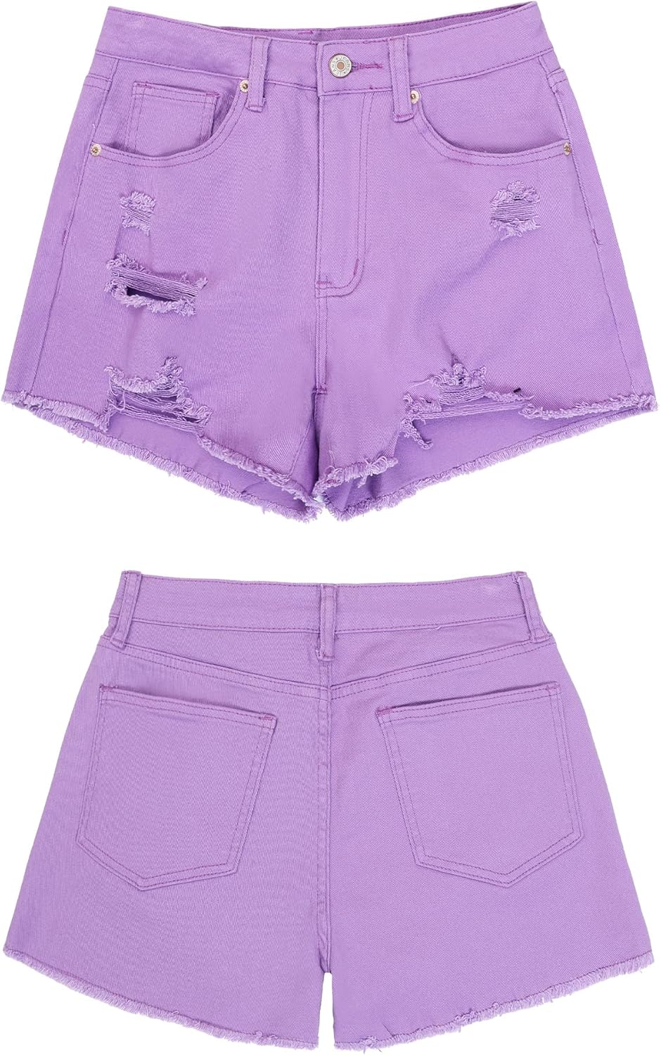 GRAPENT Womens High Waisted Ripped Stretchy Denim Hot Short Summer Jean ShortsA Digital Lavender
