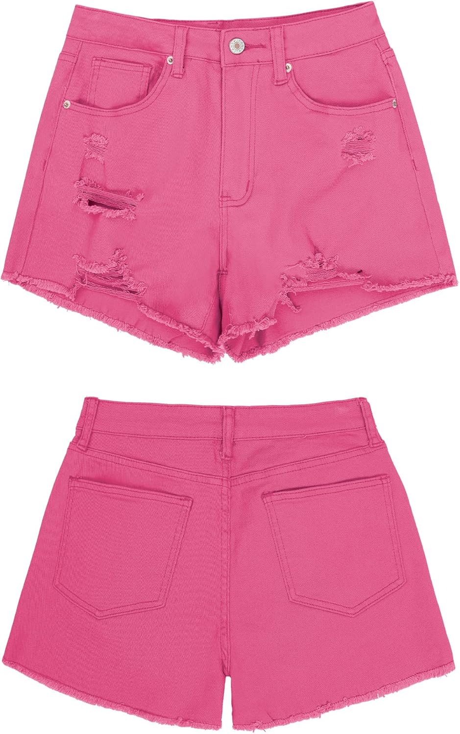 GRAPENT Womens High Waisted Ripped Stretchy Denim Hot Short Summer Jean ShortsA Hot Pink