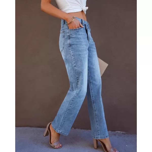 GRAPENT Baggy Jeans for Women High Waisted Straight Leg Crossover Trendy Stretch Denim Pants Slouchy Jeans with PocketsLapis Blue