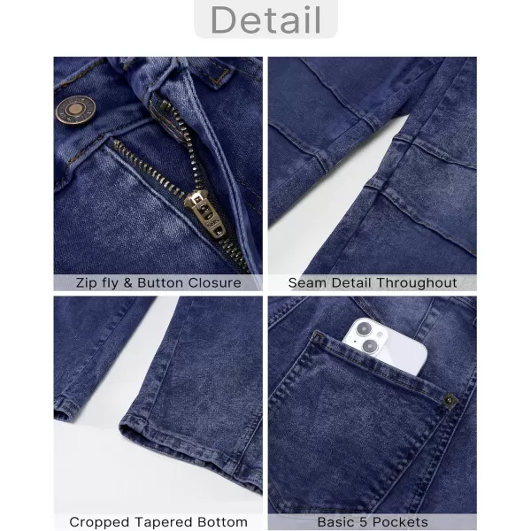 GRAPENT Barrel Jeans for Women Trendy High Waisted Wide Leg Baggy Cropped Relax Fit Stretch Denim Trouser Ankle PantsClassic Blue