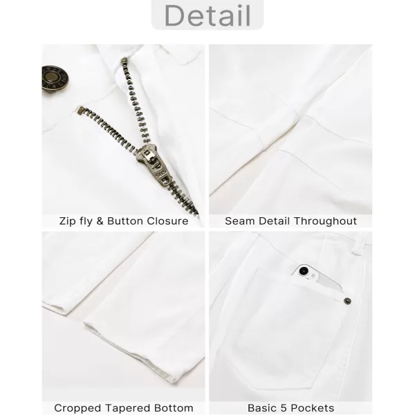 GRAPENT Barrel Jeans for Women Trendy High Waisted Wide Leg Baggy Cropped Relax Fit Stretch Denim Trouser Ankle PantsCream White