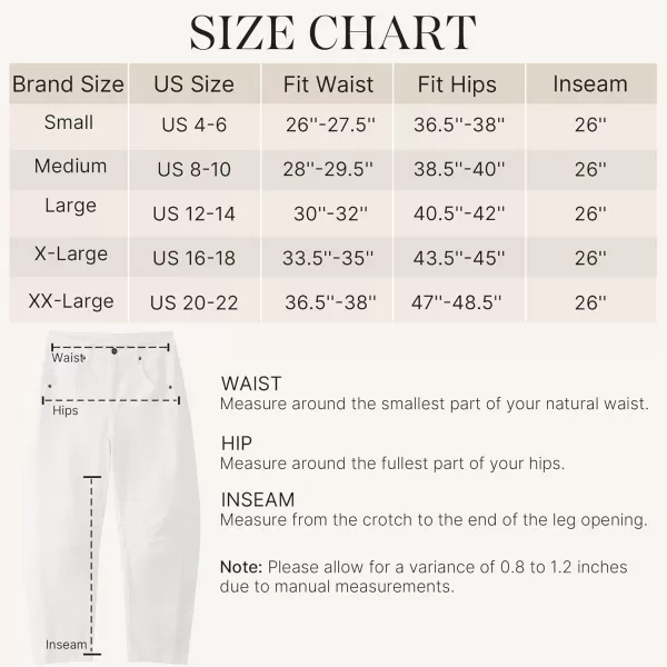 GRAPENT Barrel Jeans for Women Trendy High Waisted Wide Leg Baggy Cropped Relax Fit Stretch Denim Trouser Ankle PantsCream White
