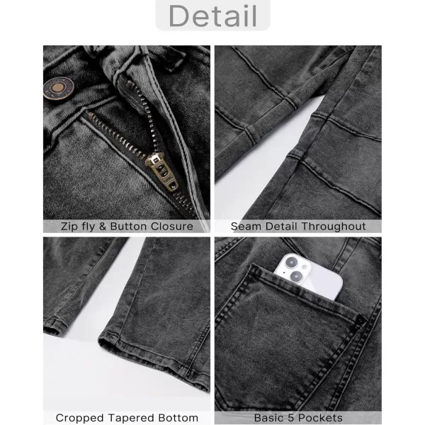 GRAPENT Barrel Jeans for Women Trendy High Waisted Wide Leg Baggy Cropped Relax Fit Stretch Denim Trouser Ankle PantsFaded Black