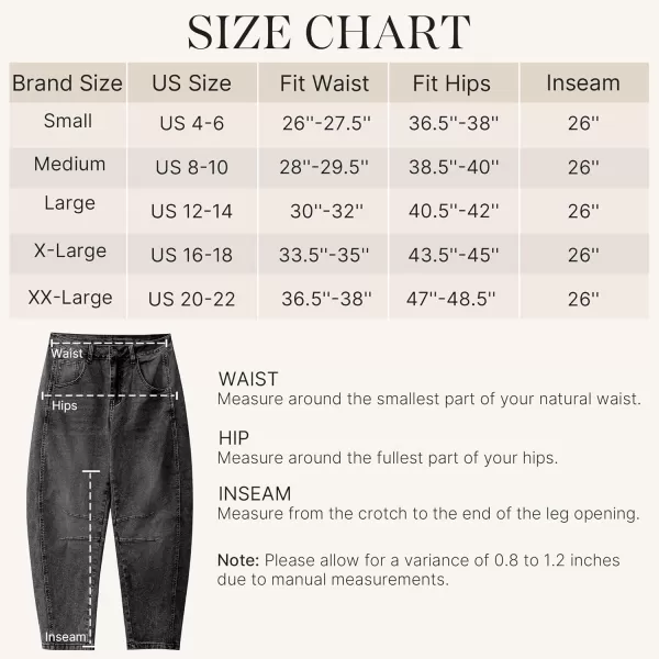 GRAPENT Barrel Jeans for Women Trendy High Waisted Wide Leg Baggy Cropped Relax Fit Stretch Denim Trouser Ankle PantsFaded Black
