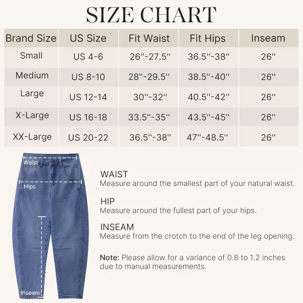 GRAPENT Barrel Jeans for Women Trendy High Waisted Wide Leg Baggy Cropped Relax Fit Stretch Denim Trouser Ankle PantsMedium Blue