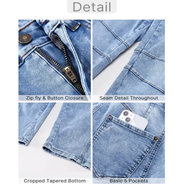 GRAPENT Barrel Jeans for Women Trendy High Waisted Wide Leg Baggy Cropped Relax Fit Stretch Denim Trouser Ankle PantsReef Blue