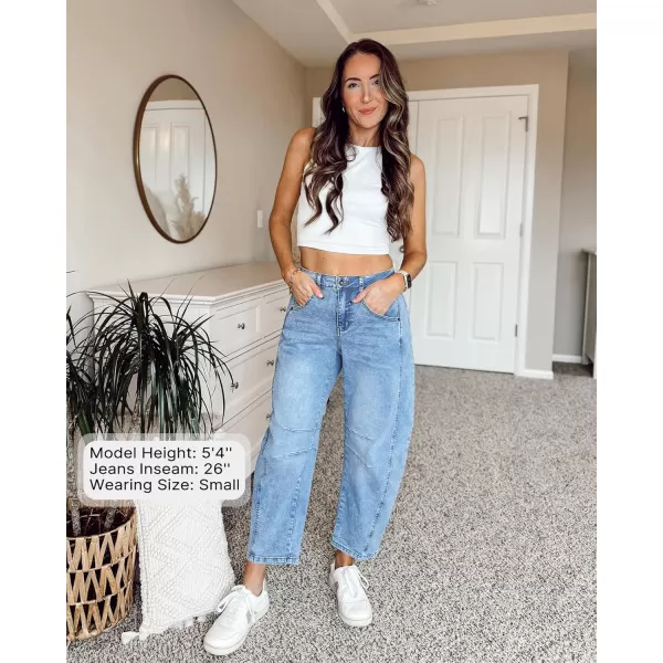 GRAPENT Barrel Jeans for Women Trendy High Waisted Wide Leg Baggy Cropped Relax Fit Stretch Denim Trouser Ankle PantsRoadnight Blue