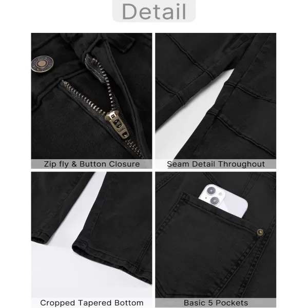 GRAPENT Barrel Jeans for Women Trendy High Waisted Wide Leg Baggy Cropped Relax Fit Stretch Denim Trouser Ankle PantsTrue Black