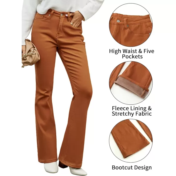 GRAPENT Bootcut Jeans for Women High Waist Stretchy Fleece Lined Pants Flare Jeans Denim Thermal Pants Winter ClothesApricot Orange