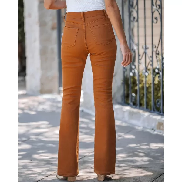 GRAPENT Bootcut Jeans for Women High Waist Stretchy Fleece Lined Pants Flare Jeans Denim Thermal Pants Winter ClothesApricot Orange